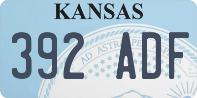 KS license plate 392ADF