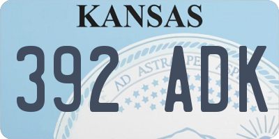 KS license plate 392ADK
