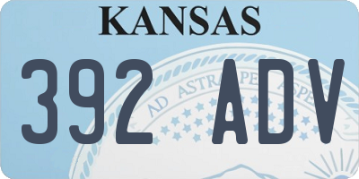 KS license plate 392ADV