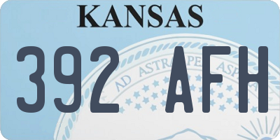 KS license plate 392AFH
