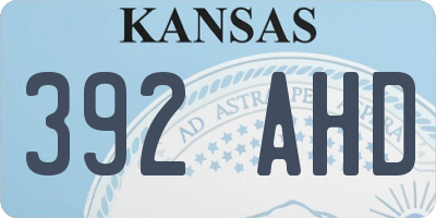 KS license plate 392AHD