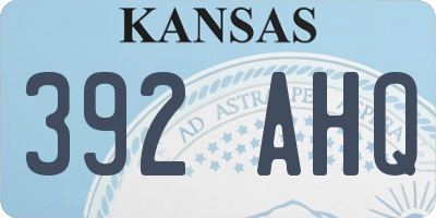 KS license plate 392AHQ