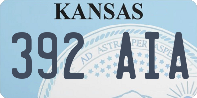 KS license plate 392AIA
