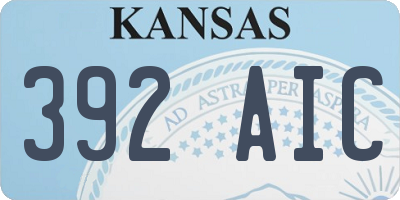 KS license plate 392AIC