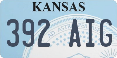 KS license plate 392AIG