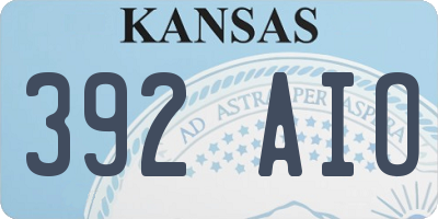 KS license plate 392AIO