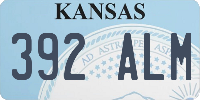KS license plate 392ALM