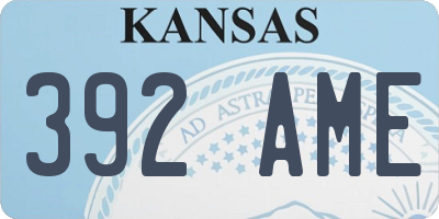 KS license plate 392AME