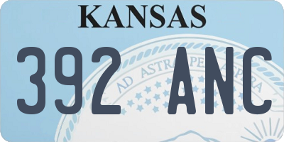 KS license plate 392ANC
