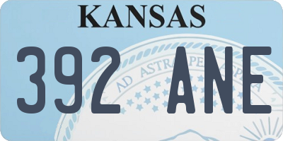 KS license plate 392ANE