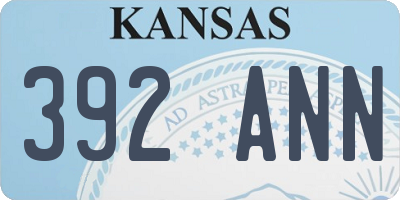KS license plate 392ANN