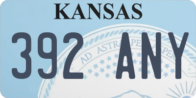 KS license plate 392ANY