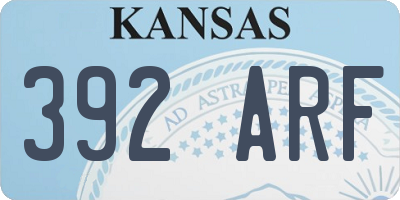 KS license plate 392ARF