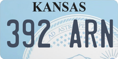 KS license plate 392ARN