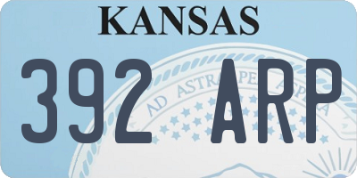 KS license plate 392ARP