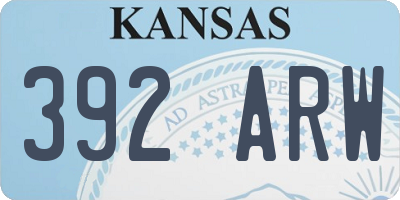 KS license plate 392ARW