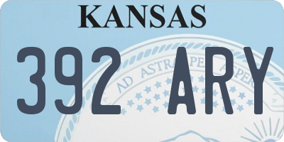 KS license plate 392ARY