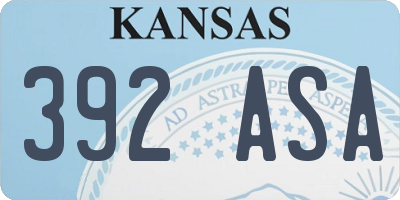 KS license plate 392ASA
