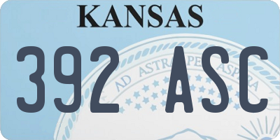 KS license plate 392ASC