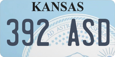 KS license plate 392ASD
