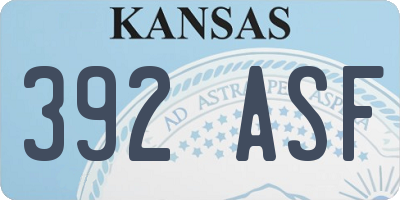KS license plate 392ASF