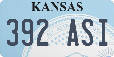 KS license plate 392ASI