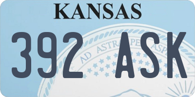 KS license plate 392ASK
