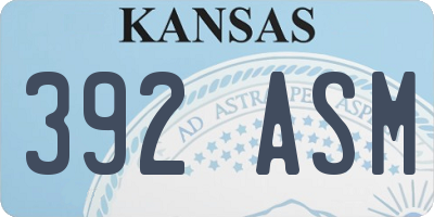 KS license plate 392ASM