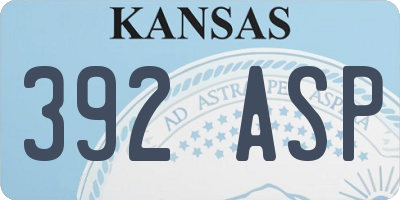 KS license plate 392ASP