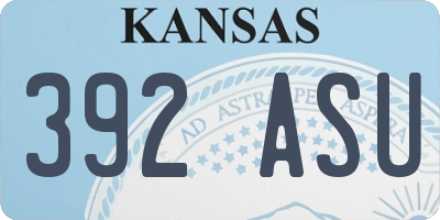 KS license plate 392ASU