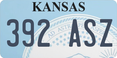 KS license plate 392ASZ