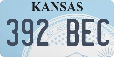 KS license plate 392BEC
