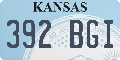 KS license plate 392BGI