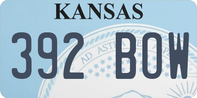 KS license plate 392BOW
