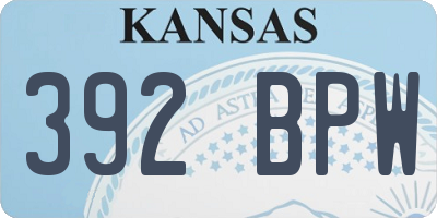 KS license plate 392BPW