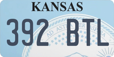 KS license plate 392BTL