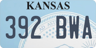 KS license plate 392BWA