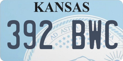 KS license plate 392BWC