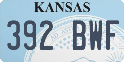 KS license plate 392BWF