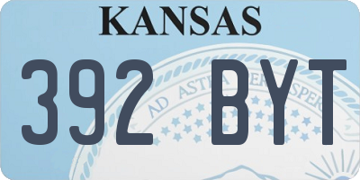 KS license plate 392BYT