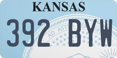 KS license plate 392BYW