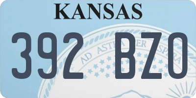 KS license plate 392BZO