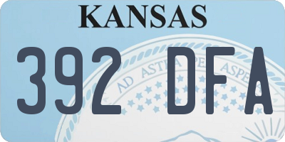 KS license plate 392DFA