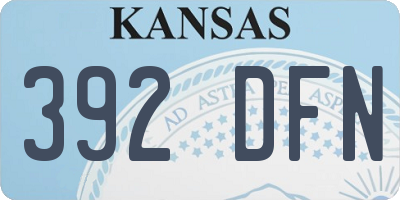KS license plate 392DFN