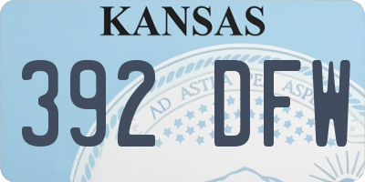 KS license plate 392DFW
