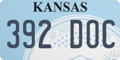 KS license plate 392DOC
