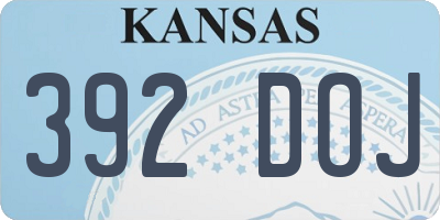 KS license plate 392DOJ