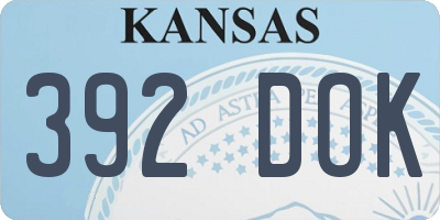 KS license plate 392DOK