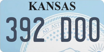 KS license plate 392DOO