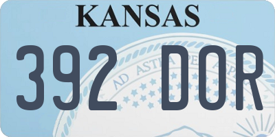 KS license plate 392DOR
